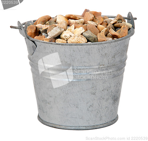 Image of Gravel / small stones in a miniature metal bucket