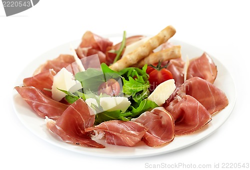 Image of Plate of prosciutto and parmesan 