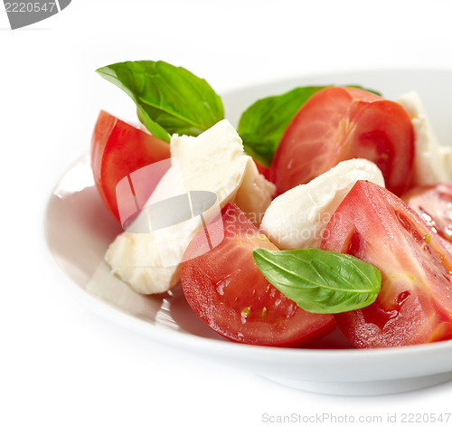 Image of plate of tomato and mozzarella salad