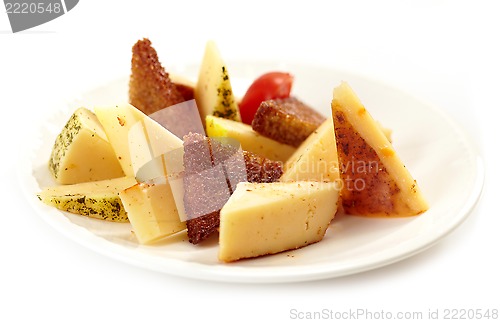 Image of Plate of cheese and bread