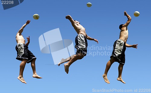 Image of Multiple shots of a man playing volleyball