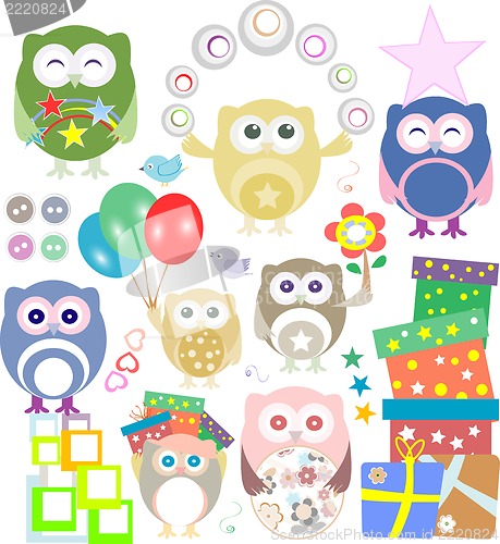 Image of Set of christmas and winter themed owls