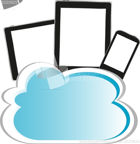 Image of mobile phone and tablet with cloud icon