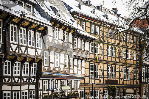Image of Closeup half-timbered houses in Goslar, Germany