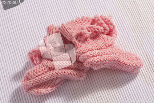 Image of Pink baby socks on white background