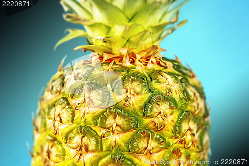 Image of Closeup pineapple on blue