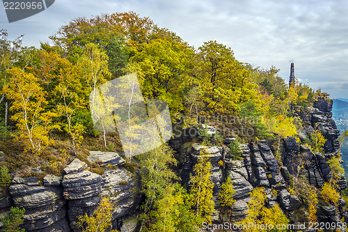 Image of Lilienstein with colorful trees
