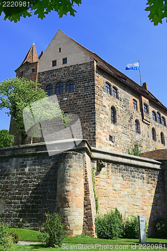 Image of Part of a wall of the castle of Nuremberg with building