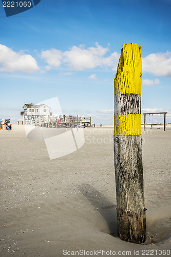 Image of Look at building of sandy beach St. Peter-Ording