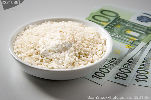 Image of rice with three hundred Euro