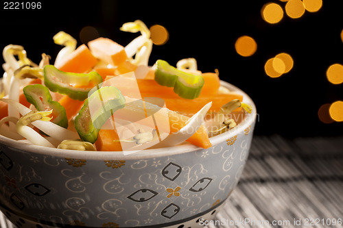 Image of Closeup bowl with Asian vegetables