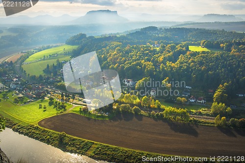 Image of View from Bastei to Lilienstein Saxon Switzerland Germany