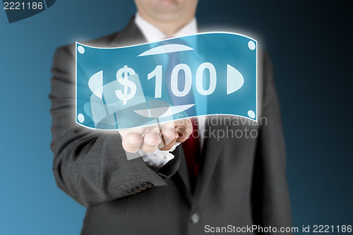 Image of Business man with 100 Dollar