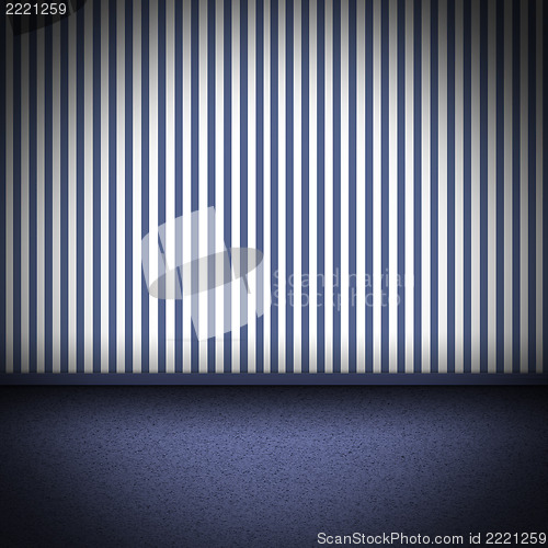 Image of Illustration of red carpet floor with blue striped wellpaper