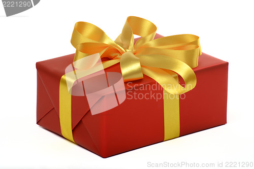 Image of gift with gold ribbon