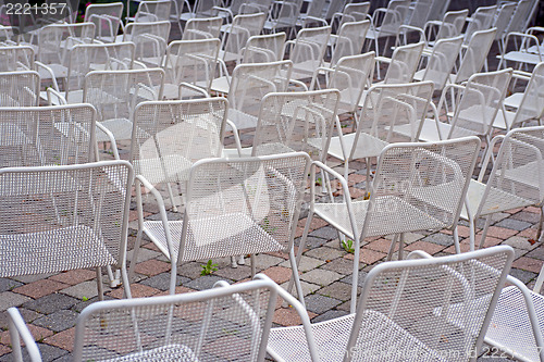 Image of White chairs in cure garden of Bad Reichenhall