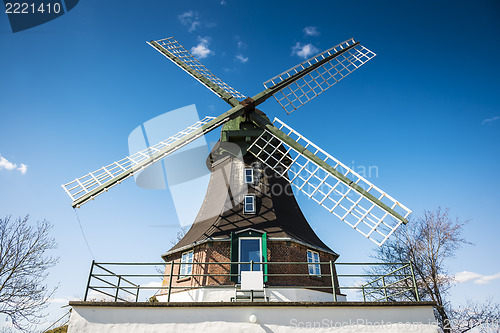 Image of Closeup of windmill on the road