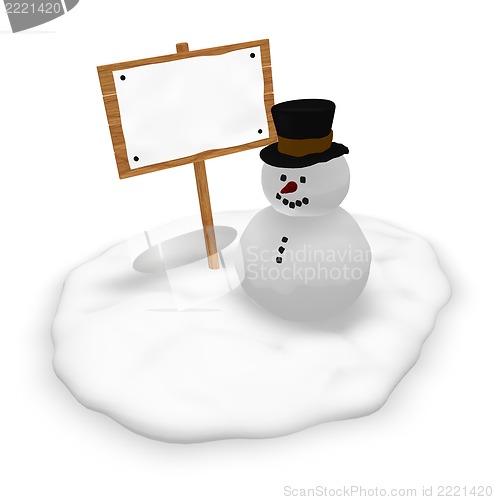 Image of snowman and blank sign