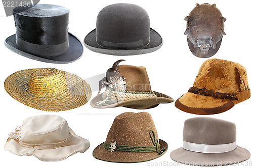 Image of collection of isolated hats