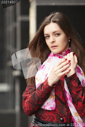 Image of Girl in the red on black