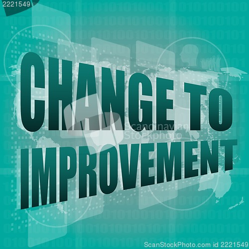 Image of business concept: words change to improvement on digital touch screen