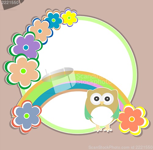 Image of Cute kids background with flowers and owls