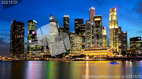 Image of Singapore Marina Bay Business District at night