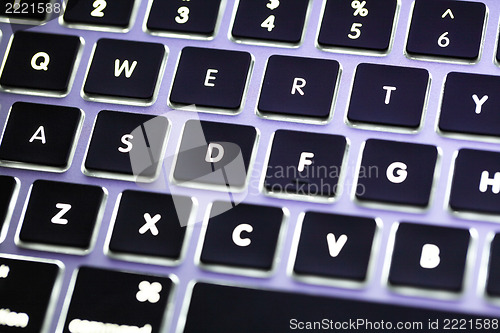 Image of illuminated computer keyboard 