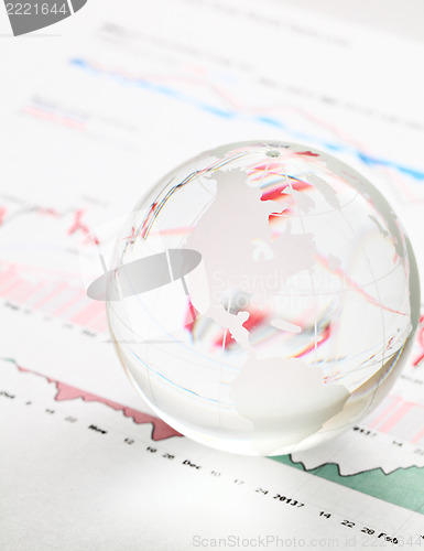 Image of Glass earth ball on the financial chart