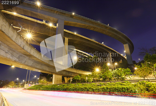 Image of crossing highway overhead at night