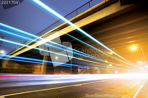 Image of Futuristic urban city night traffic