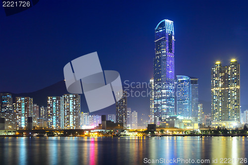 Image of building at night in Hong Kong
