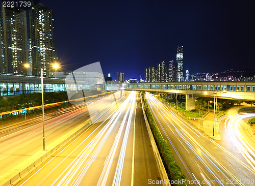 Image of traffic in Hong Kong at night