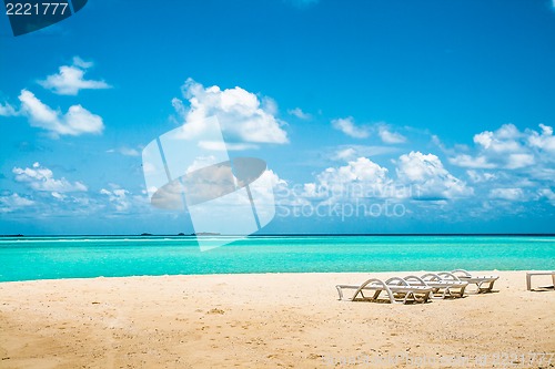 Image of beautiful tropical beach with stove benches, Maldives