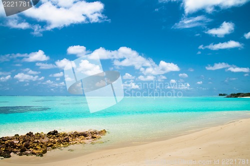 Image of Tropical beach on the island Vilamendhoo in the Indian Ocean, Maldives