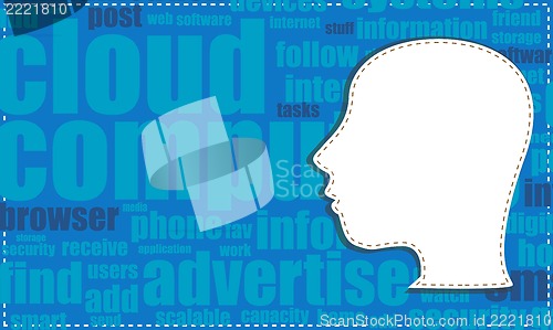 Image of the silhouette of his head with the words on the topic of social networking