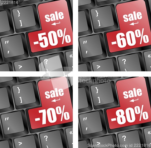 Image of Shopping on-line, red key sale set on keyboard key