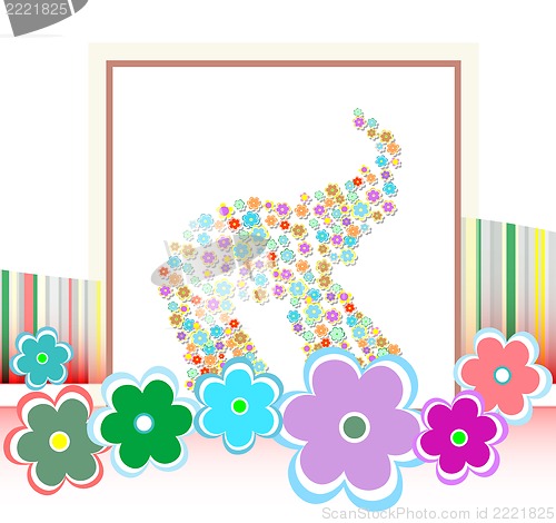 Image of happy birthday card with cute elephants and many flowers