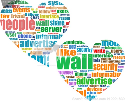 Image of Social media marketing - word cloud in heart
