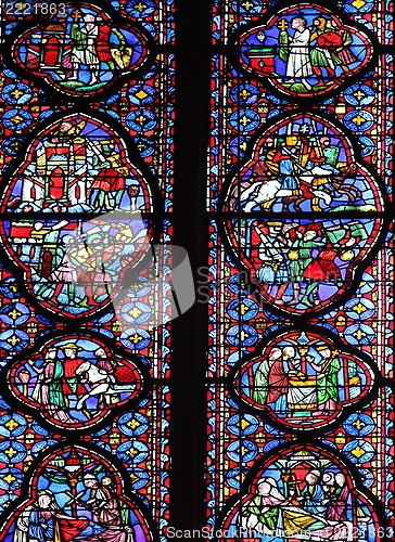 Image of Stained glass window in La Sainte-Chapelle in Paris