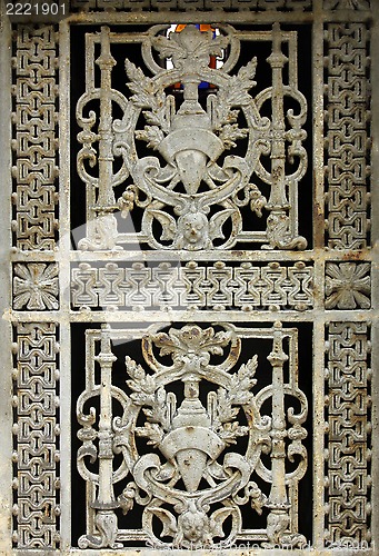 Image of Beautiful ornate tomb door in the Pere Lachaise cemetery, Paris