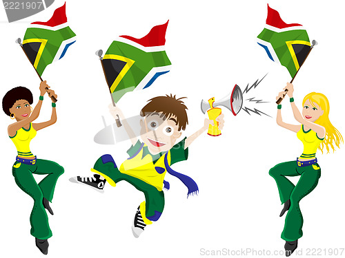 Image of South Africa Sport Fan with Flag and Horn