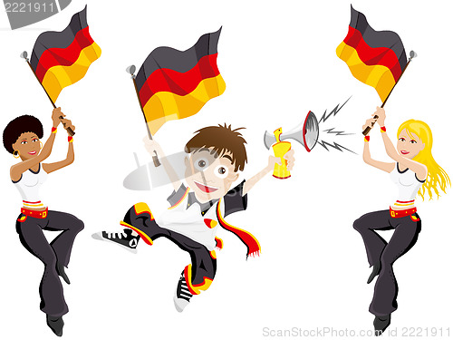 Image of Germany Sport Fan with Flag and Horn