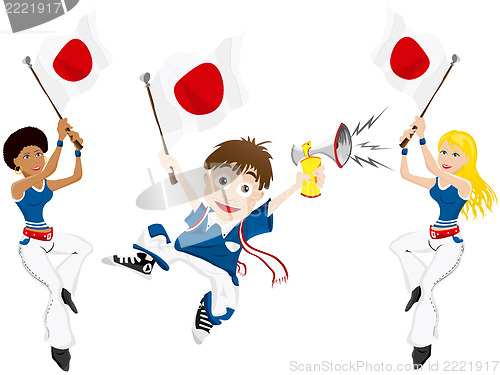 Image of Japan Sport Fan with Flag and Horn