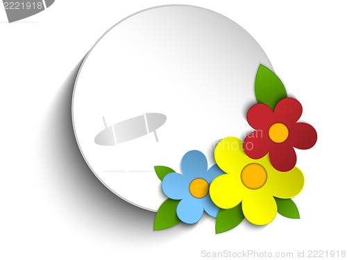 Image of Beautiful Spring Flowers Circle Button Background 