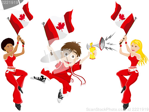 Image of Canada Sport Fan with Flag and Horn