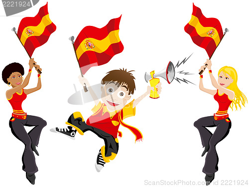 Image of Spain Sport Fan with Flag and Horn