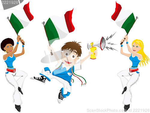 Image of Italy Sport Fan with Flag and Horn