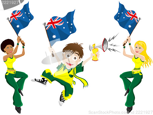 Image of Australia Sport Fan with Flag and Horn