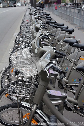 Image of Velib bucycles in the row on January 6, 2012 in Paris